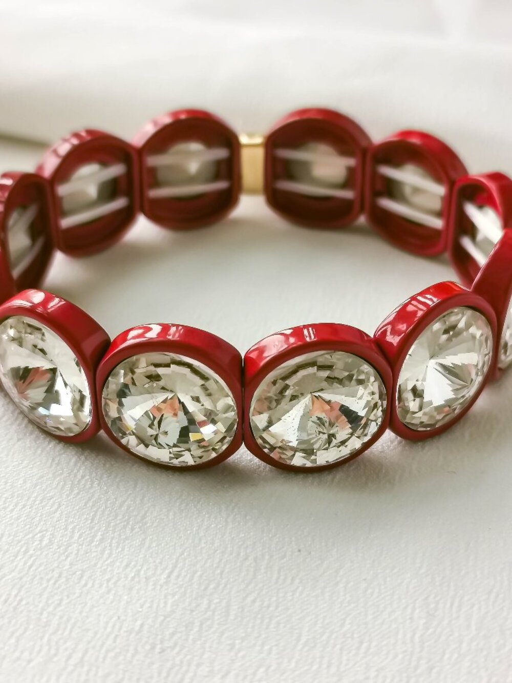 Roxanne Assoulin Hip Hop But Not Red Gold Clear Crystal Bracelet | NEW